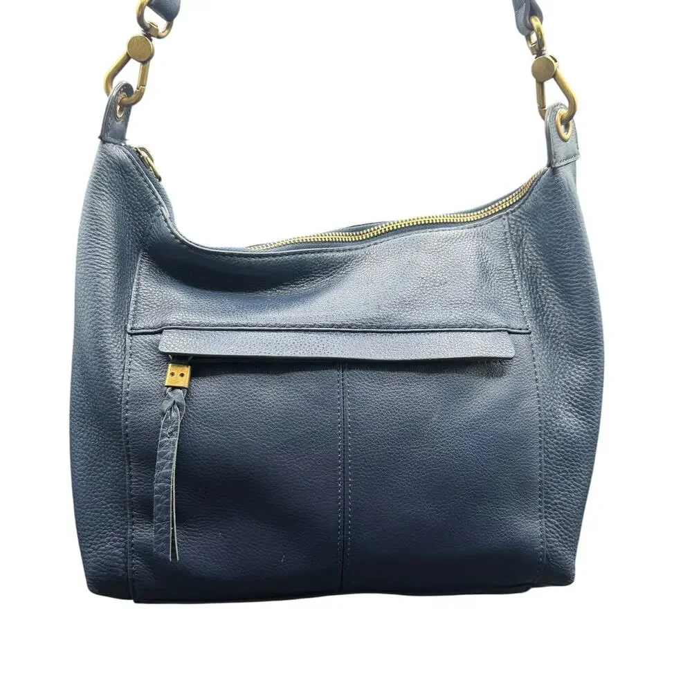 The Sak Alameda Navy Blue Leather Hobo Shoulder Bag Pebbled Leather
